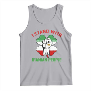 I Stand With Iranian People Freedom Supporters Tank Top Raised Fist Persian Flag Iran Revolution TS02 Athletic Heather Print Your Wear