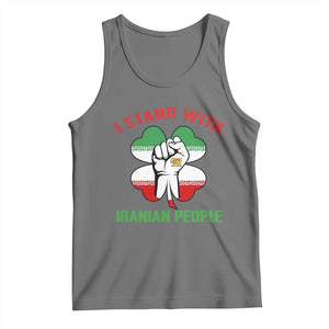 I Stand With Iranian People Freedom Supporters Tank Top Raised Fist Persian Flag Iran Revolution TS02 Black Heather Print Your Wear
