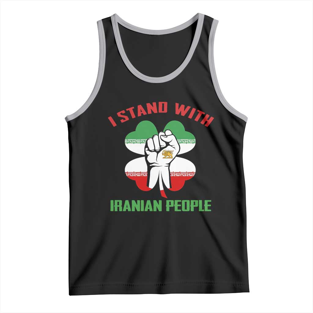 I Stand With Iranian People Freedom Supporters Tank Top Raised Fist Persian Flag Iran Revolution TS02 Black Athletic Heather Print Your Wear