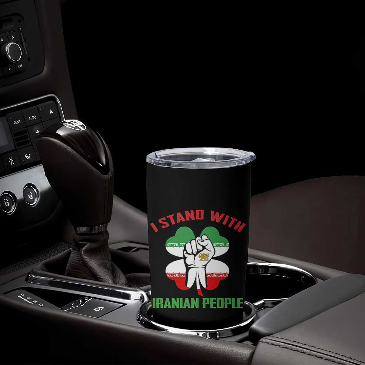 I Stand With Iranian People Freedom Supporters Tumbler Cup Raised Fist Persian Flag Iran Revolution TS02 Print Your Wear