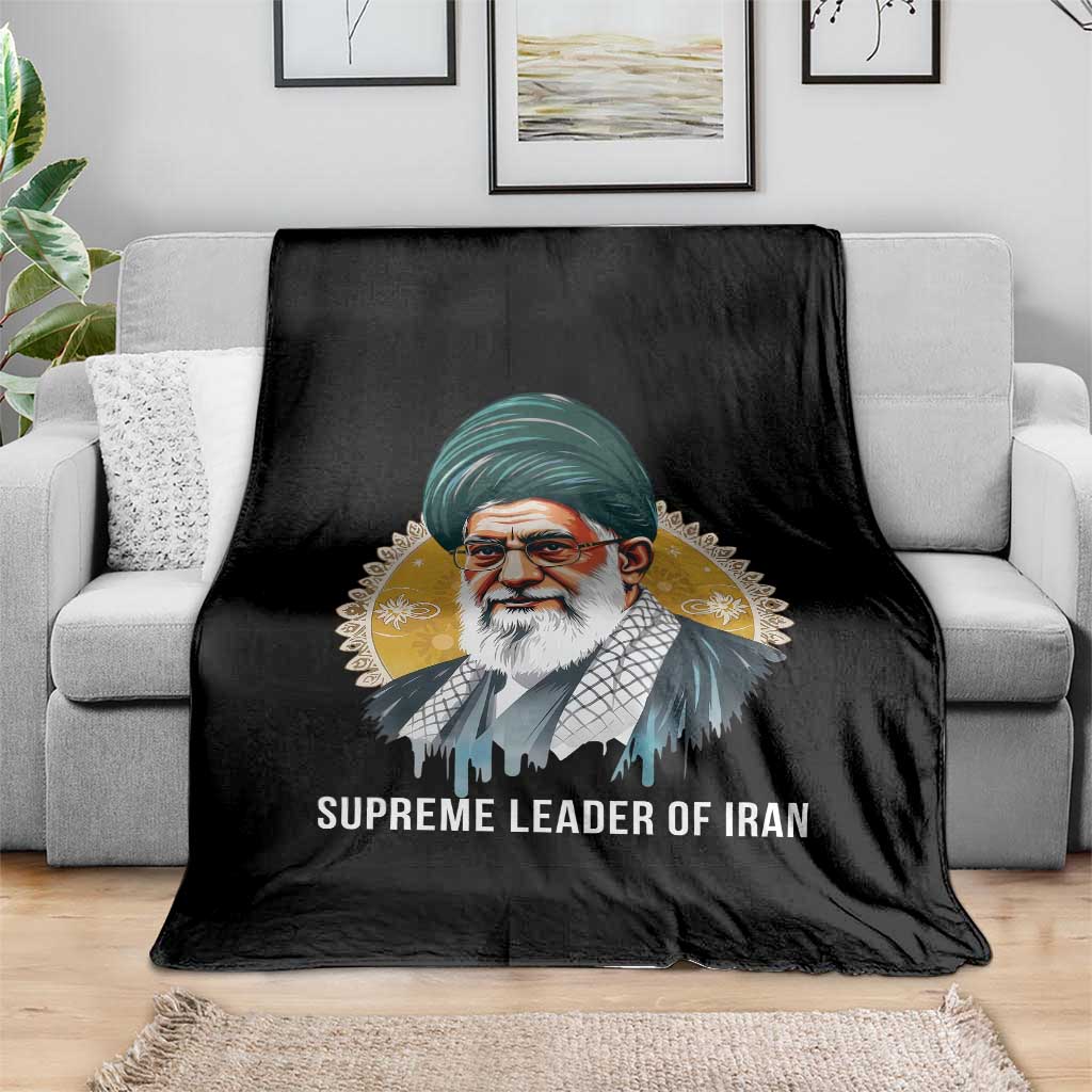 Supreme Leader Of Iran Graphic Portrait Throw Blanket Iranian Political Figure TS02 Print Your Wear