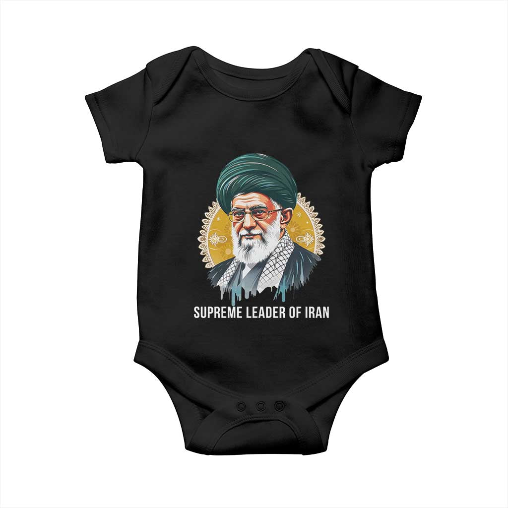 Supreme Leader Of Iran Graphic Portrait Baby Onesie Iranian Political Figure TS02 Black Print Your Wear