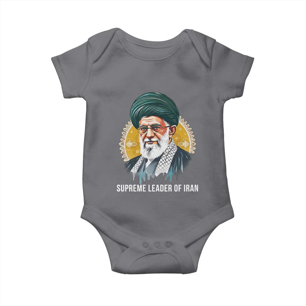 Supreme Leader Of Iran Graphic Portrait Baby Onesie Iranian Political Figure TS02 Charcoal Print Your Wear