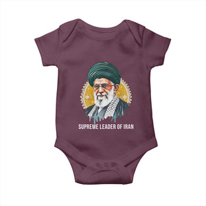 Supreme Leader Of Iran Graphic Portrait Baby Onesie Iranian Political Figure TS02 Maroon Print Your Wear
