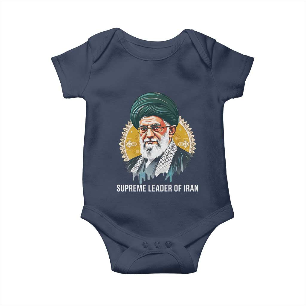 Supreme Leader Of Iran Graphic Portrait Baby Onesie Iranian Political Figure TS02 Navy Print Your Wear