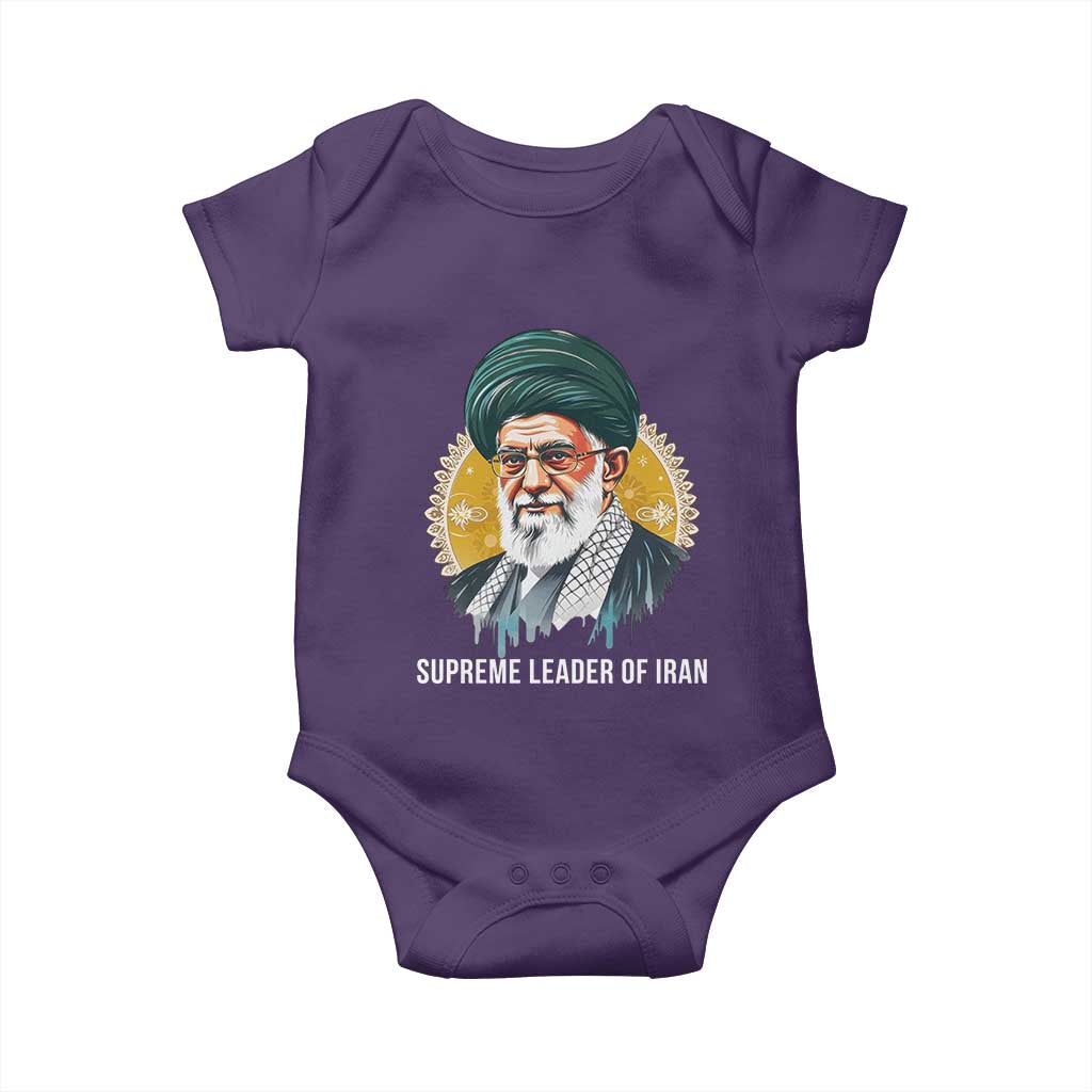 Supreme Leader Of Iran Graphic Portrait Baby Onesie Iranian Political Figure TS02 Purple Print Your Wear