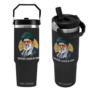 Supreme Leader Of Iran Graphic Portrait Flip Straw Tumbler Iranian Political Figure TS02 One Size: 30 oz Black Print Your Wear