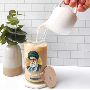 Supreme Leader Of Iran Graphic Portrait Glass Can Iranian Political Figure TS02 Print Your Wear