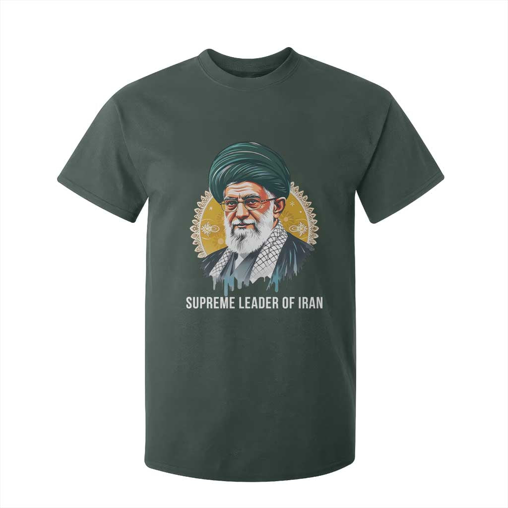 Supreme Leader Of Iran Graphic Portrait T Shirt For Kid Iranian Political Figure TS02 Dark Forest Green Print Your Wear