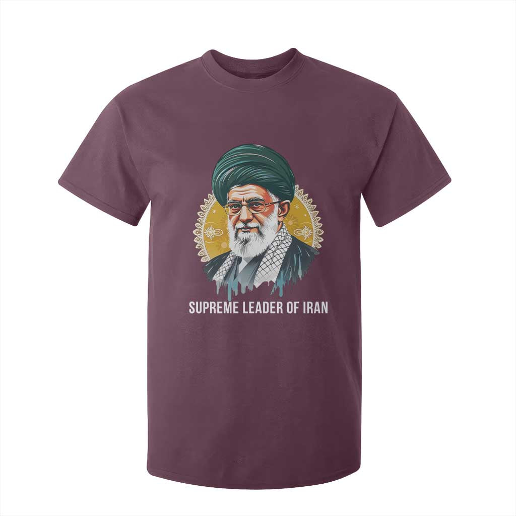 Supreme Leader Of Iran Graphic Portrait T Shirt For Kid Iranian Political Figure TS02 Maroon Print Your Wear