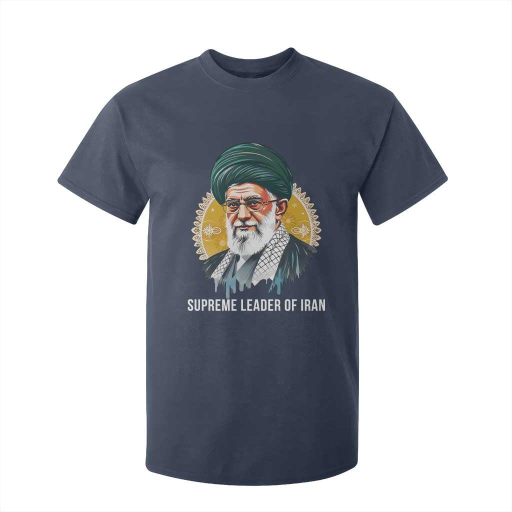 Supreme Leader Of Iran Graphic Portrait T Shirt For Kid Iranian Political Figure TS02 Navy Print Your Wear