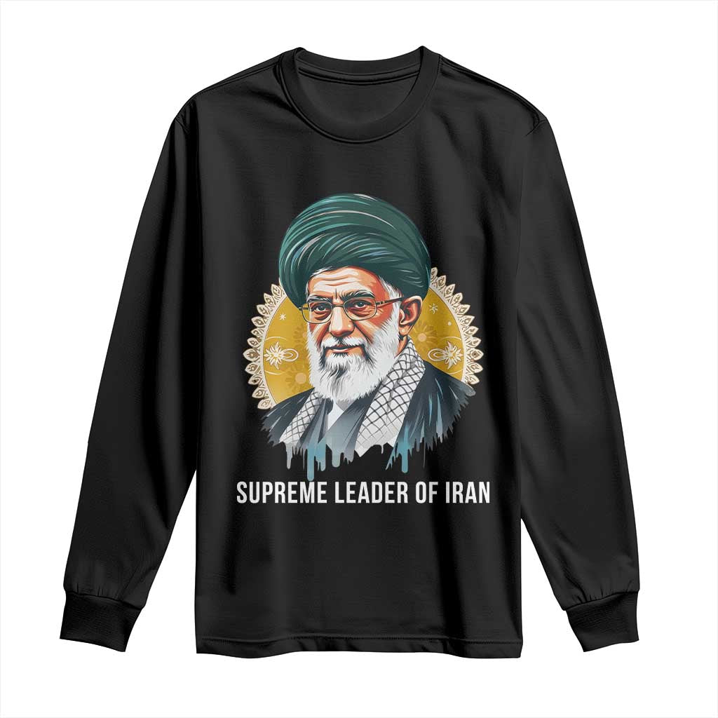 Supreme Leader Of Iran Graphic Portrait Long Sleeve Shirt Iranian Political Figure TS02 Black Print Your Wear