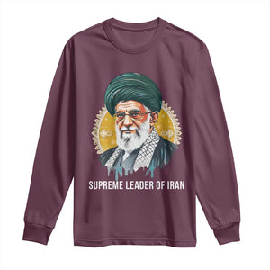 Supreme Leader Of Iran Graphic Portrait Long Sleeve Shirt Iranian Political Figure TS02 Maroon Print Your Wear