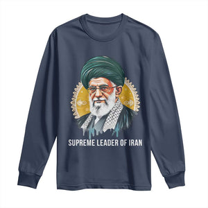Supreme Leader Of Iran Graphic Portrait Long Sleeve Shirt Iranian Political Figure TS02 Navy Print Your Wear