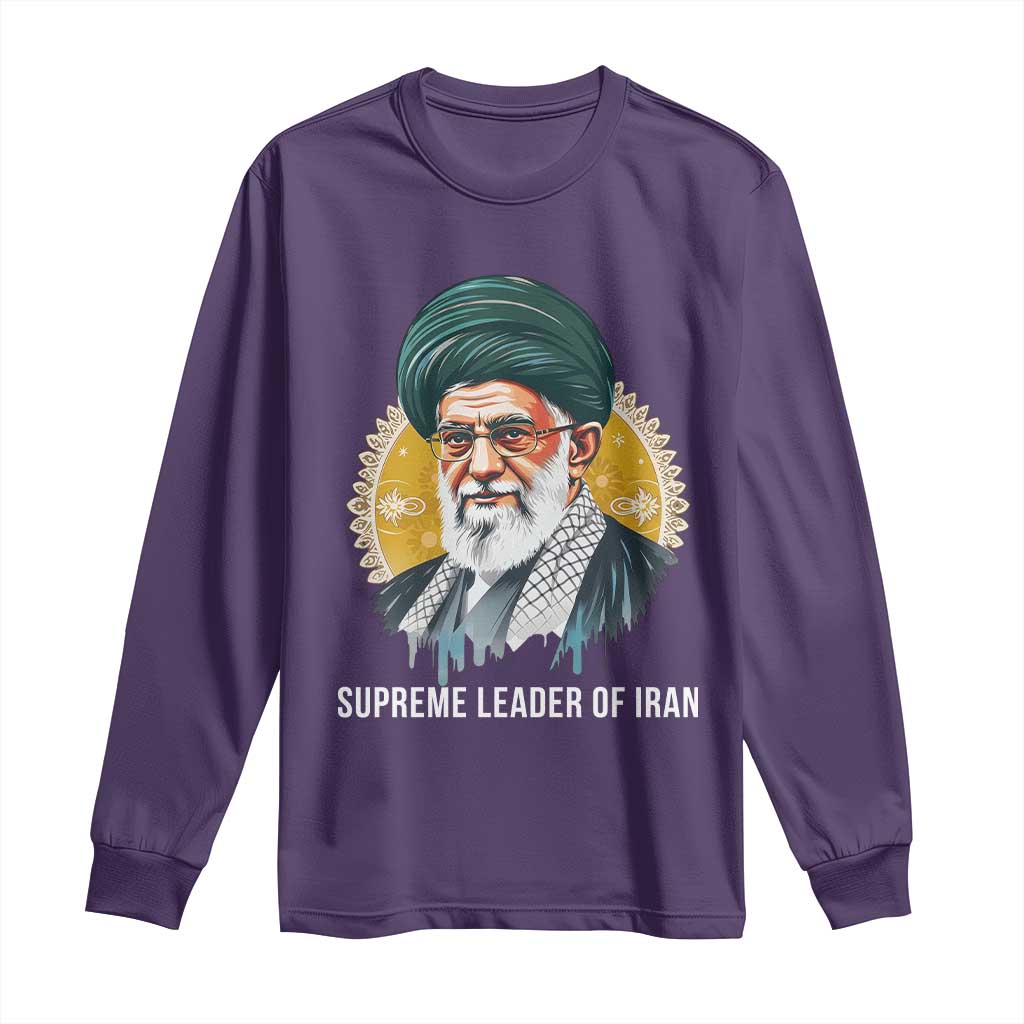 Supreme Leader Of Iran Graphic Portrait Long Sleeve Shirt Iranian Political Figure TS02 Purple Print Your Wear