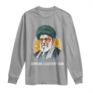 Supreme Leader Of Iran Graphic Portrait Long Sleeve Shirt Iranian Political Figure TS02 Sport Gray Print Your Wear