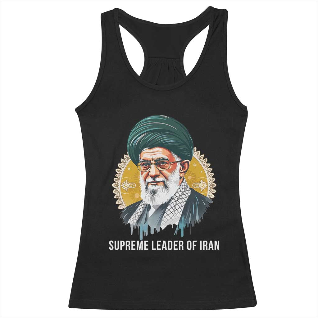 Supreme Leader Of Iran Graphic Portrait Racerback Tank Top Iranian Political Figure TS02 Black Print Your Wear