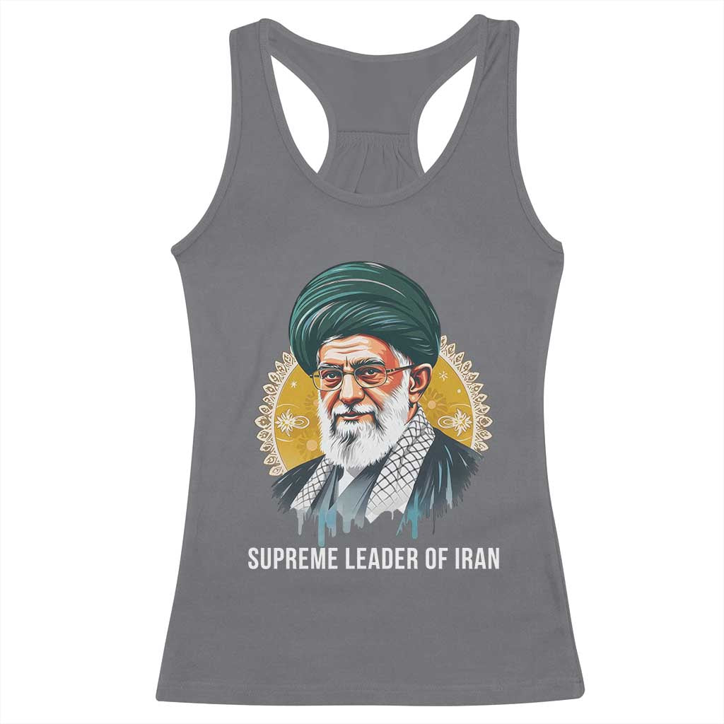 Supreme Leader Of Iran Graphic Portrait Racerback Tank Top Iranian Political Figure TS02 Charcoal Print Your Wear