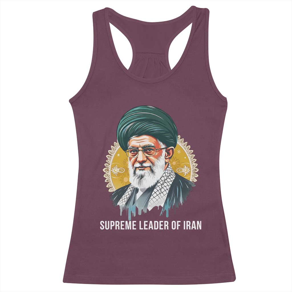 Supreme Leader Of Iran Graphic Portrait Racerback Tank Top Iranian Political Figure TS02 Maroon Print Your Wear