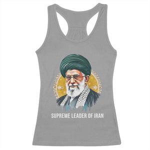 Supreme Leader Of Iran Graphic Portrait Racerback Tank Top Iranian Political Figure TS02 Sport Gray Print Your Wear