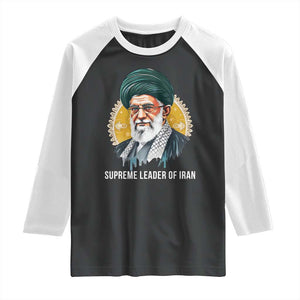 Supreme Leader Of Iran Graphic Portrait Raglan Shirt Iranian Political Figure TS02 Black White Print Your Wear