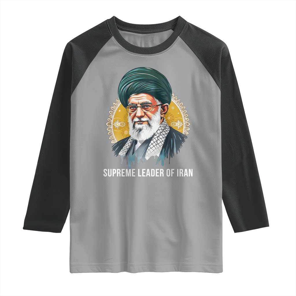 Supreme Leader Of Iran Graphic Portrait Raglan Shirt Iranian Political Figure TS02 Sport Gray Black Print Your Wear
