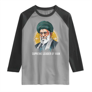 Supreme Leader Of Iran Graphic Portrait Raglan Shirt Iranian Political Figure TS02 Sport Gray Black Print Your Wear