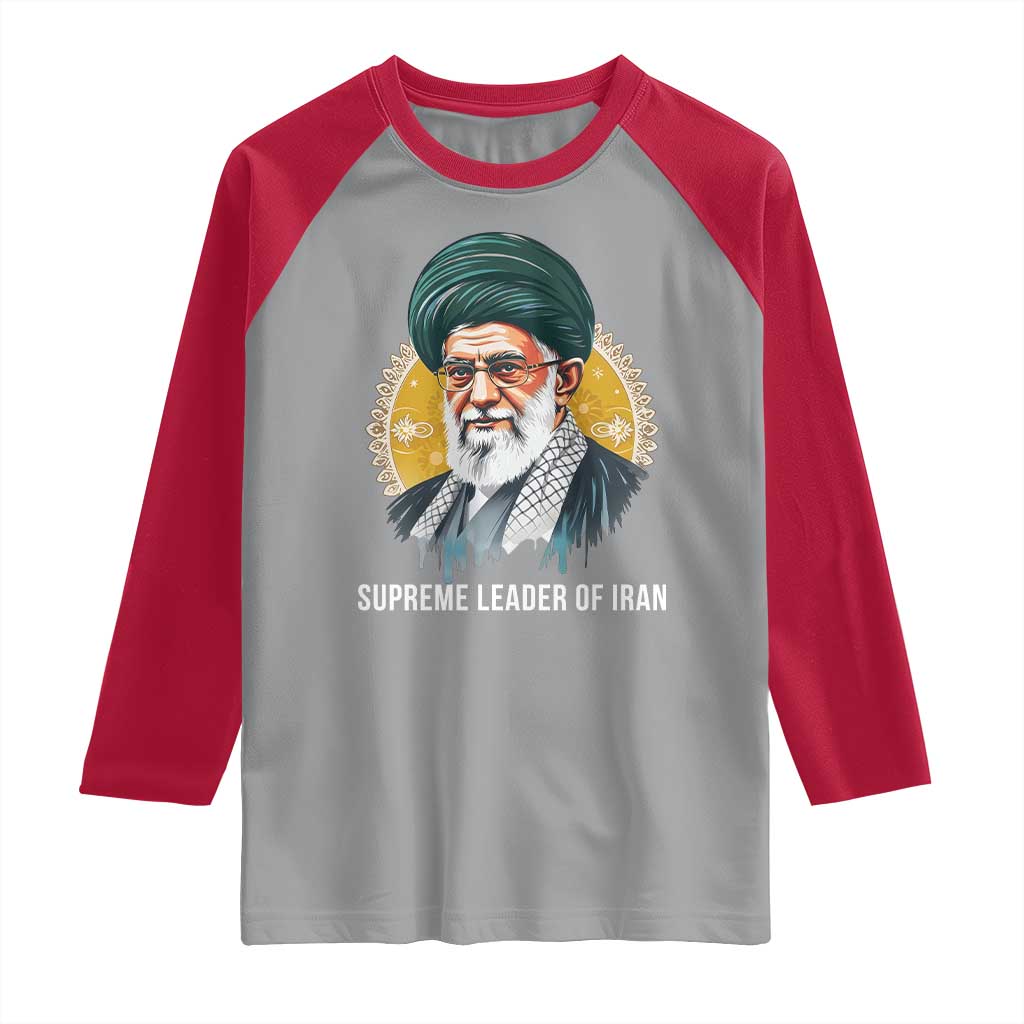 Supreme Leader Of Iran Graphic Portrait Raglan Shirt Iranian Political Figure TS02 Sport Gray Red Print Your Wear