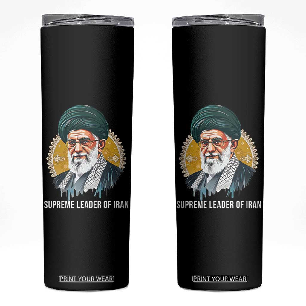 Supreme Leader Of Iran Graphic Portrait Skinny Tumbler Iranian Political Figure TS02 Black Print Your Wear