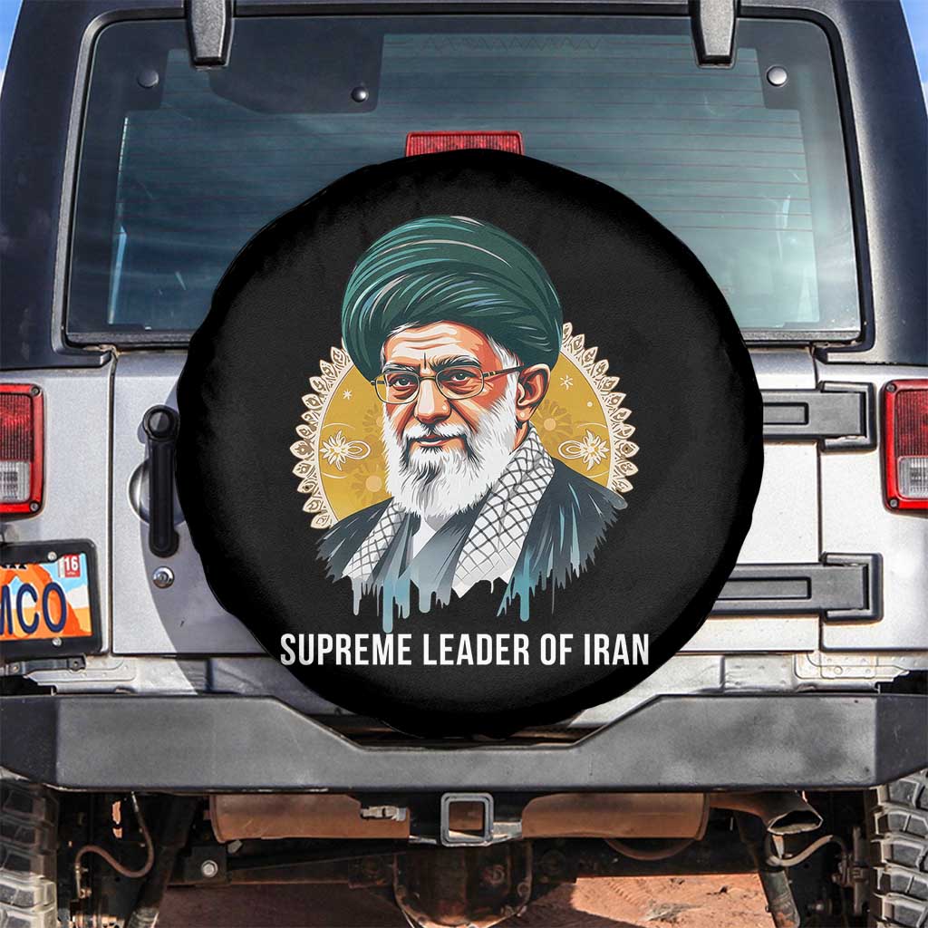 Supreme Leader Of Iran Graphic Portrait Spare Tire Cover Iranian Political Figure TS02 No hole Black Print Your Wear