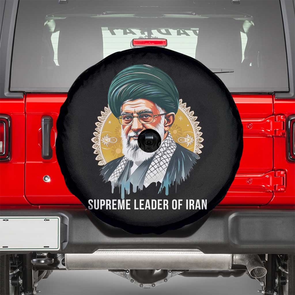 Supreme Leader Of Iran Graphic Portrait Spare Tire Cover Iranian Political Figure TS02 Black Print Your Wear