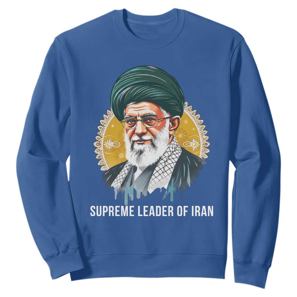 Supreme Leader Of Iran Graphic Portrait Sweatshirt Iranian Political Figure TS02 Royal Blue Print Your Wear