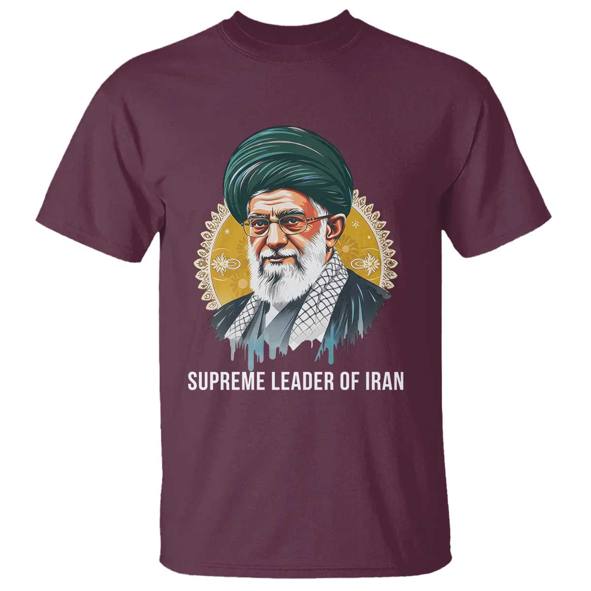 Supreme Leader Of Iran Graphic Portrait T Shirt Iranian Political Figure TS02 Maroon Print Your Wear