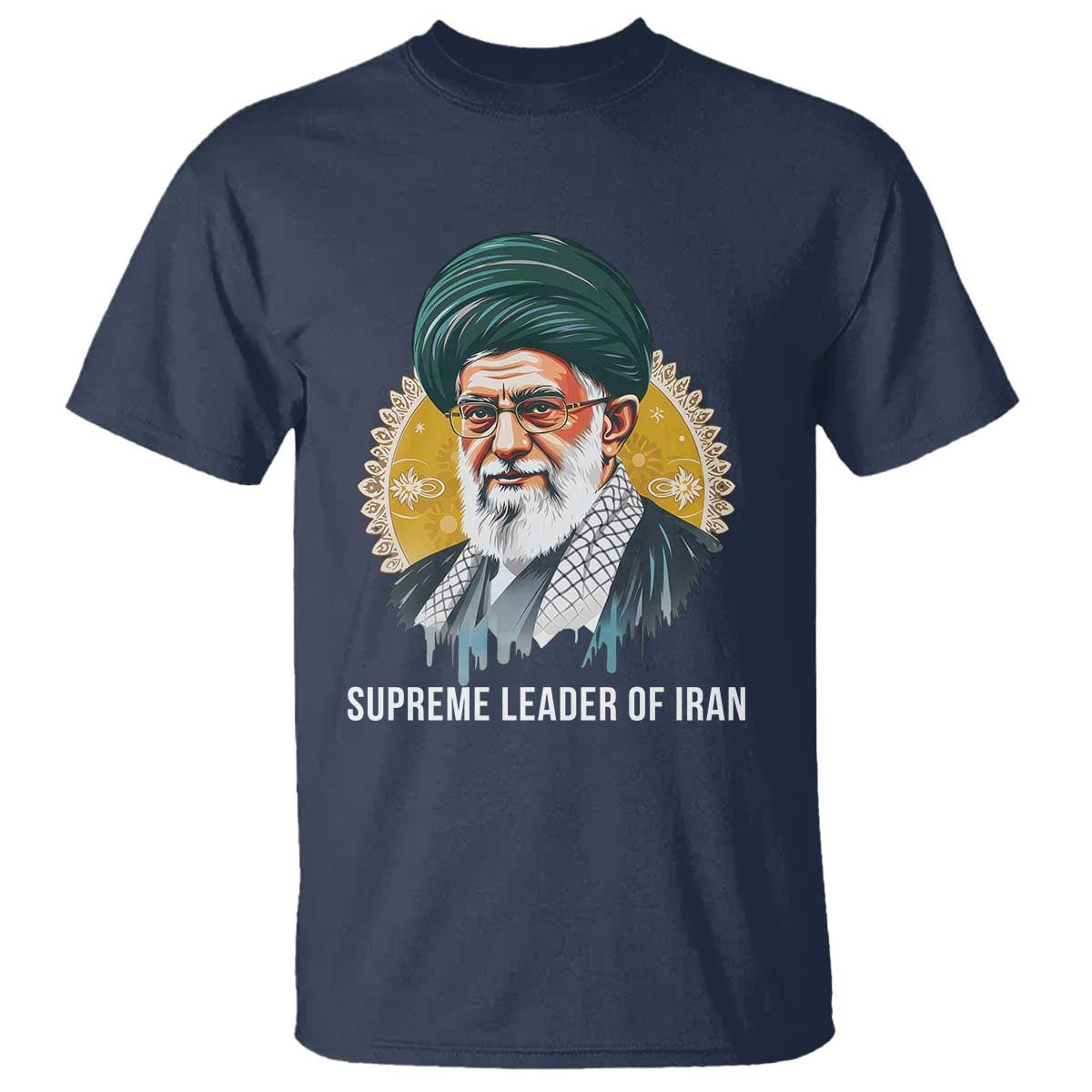 Supreme Leader Of Iran Graphic Portrait T Shirt Iranian Political Figure TS02 Navy Print Your Wear