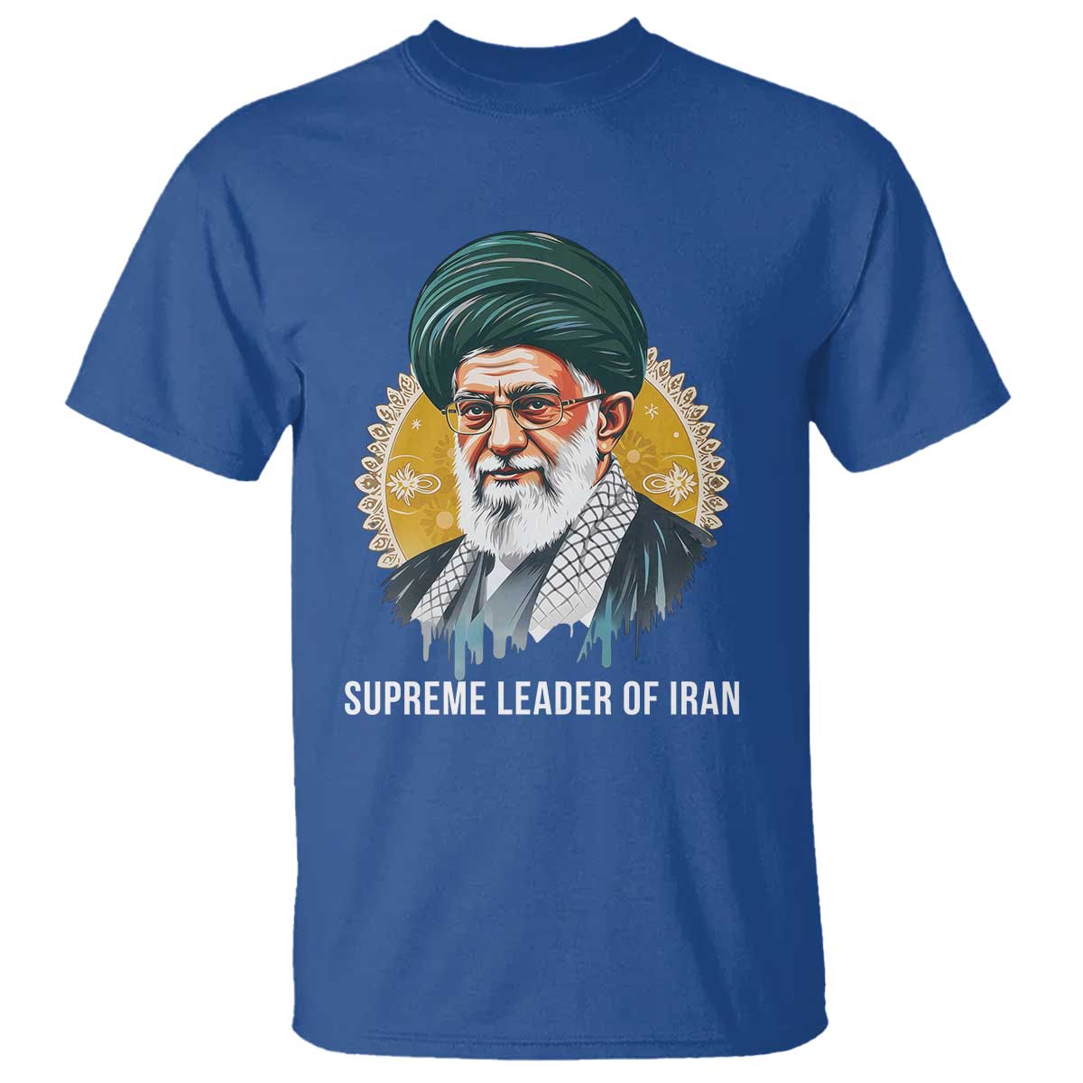 Supreme Leader Of Iran Graphic Portrait T Shirt Iranian Political Figure TS02 Royal Blue Print Your Wear