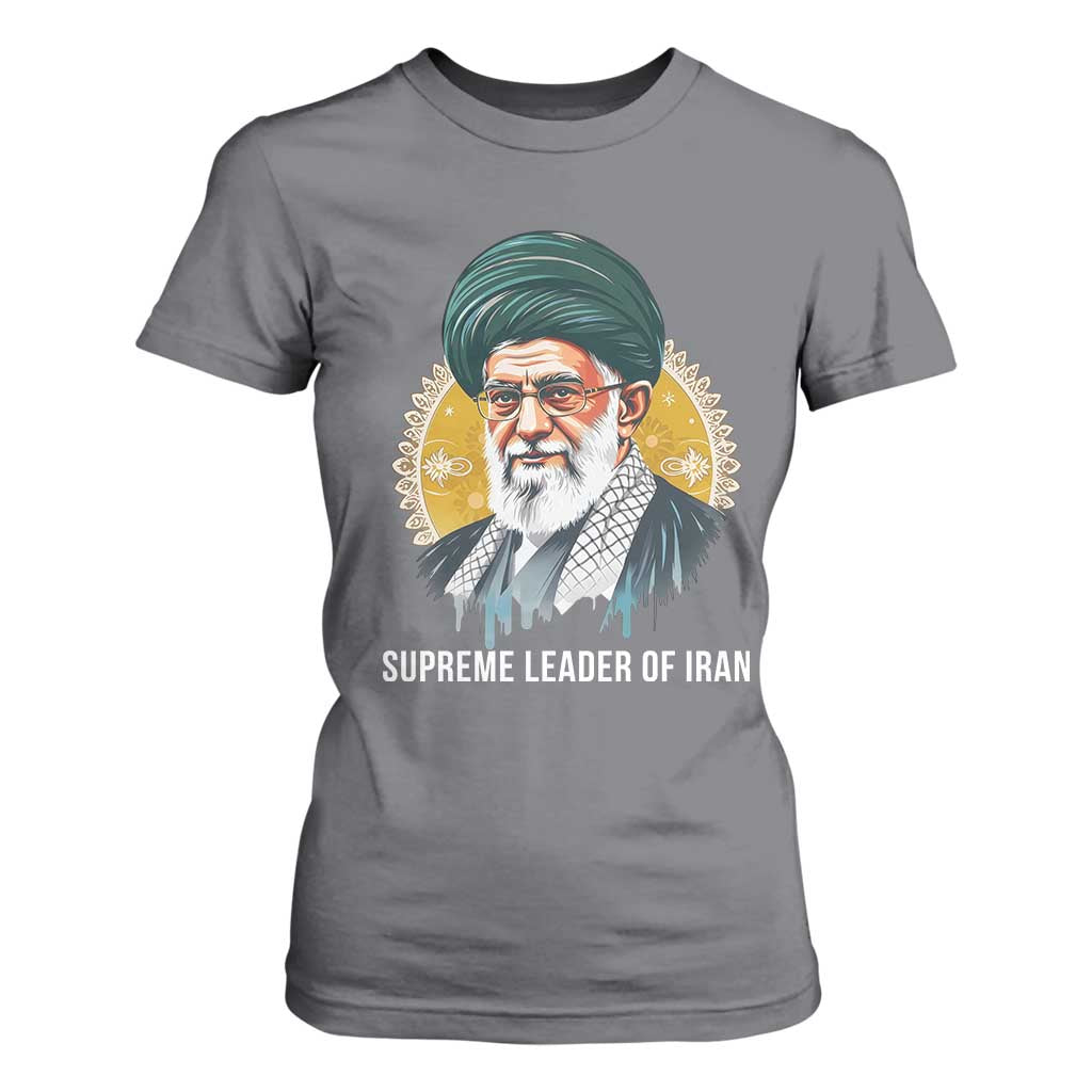 Supreme Leader Of Iran Graphic Portrait T Shirt For Women Iranian Political Figure TS02 Charcoal Print Your Wear