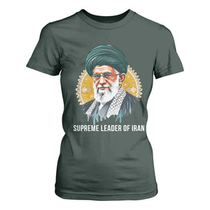 Supreme Leader Of Iran Graphic Portrait T Shirt For Women Iranian Political Figure TS02 Dark Forest Green Print Your Wear