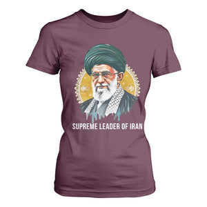 Supreme Leader Of Iran Graphic Portrait T Shirt For Women Iranian Political Figure TS02 Maroon Print Your Wear