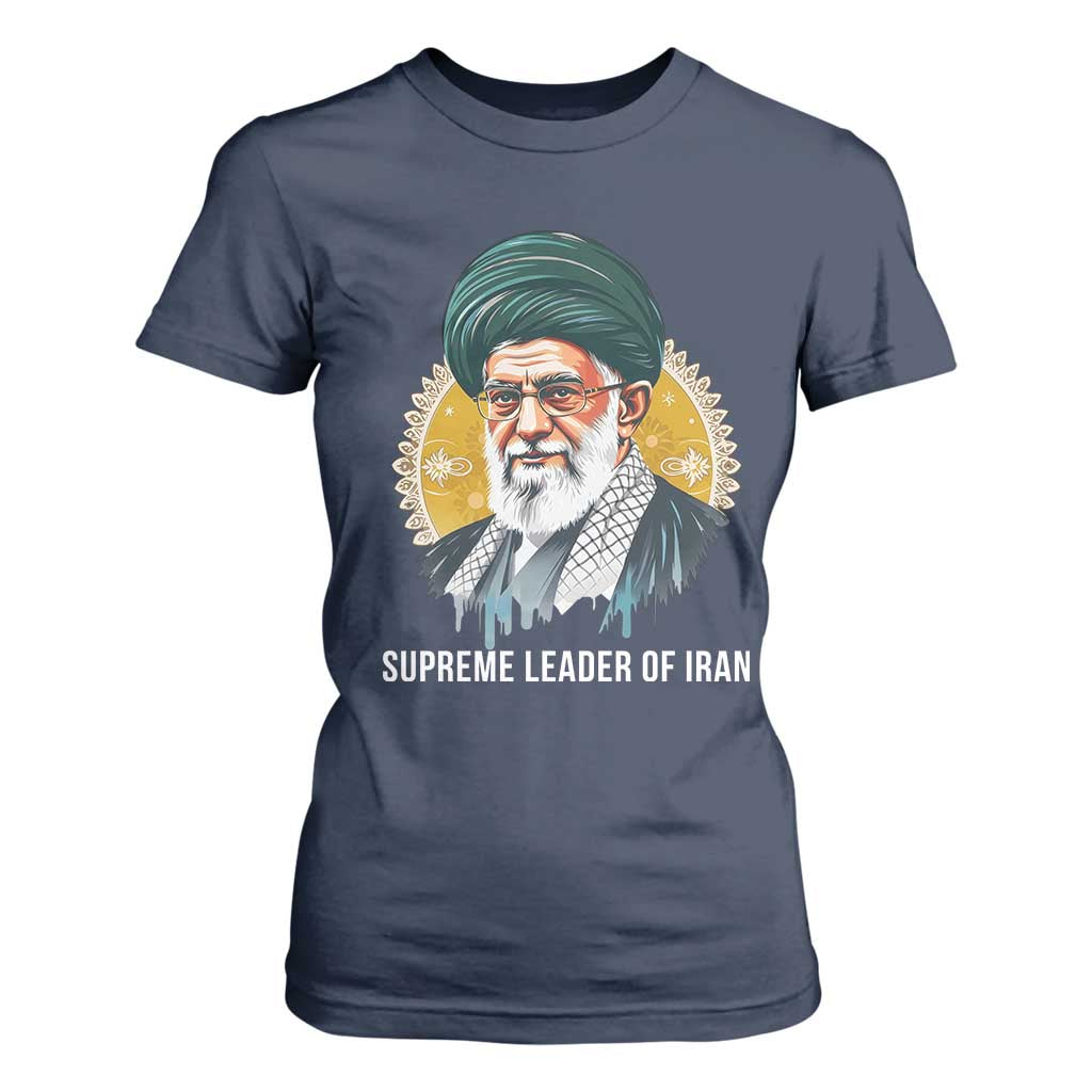 Supreme Leader Of Iran Graphic Portrait T Shirt For Women Iranian Political Figure TS02 Navy Print Your Wear