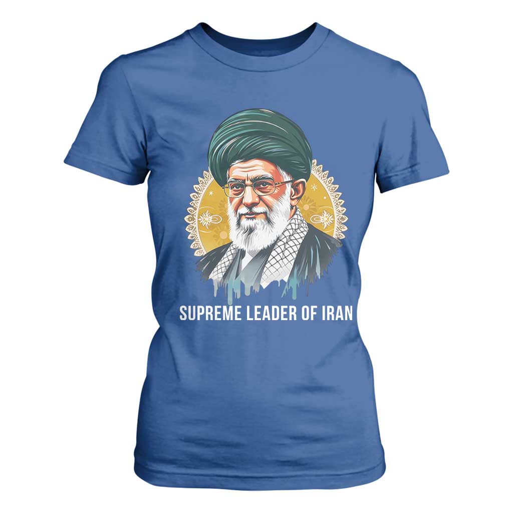 Supreme Leader Of Iran Graphic Portrait T Shirt For Women Iranian Political Figure TS02 Royal Blue Print Your Wear