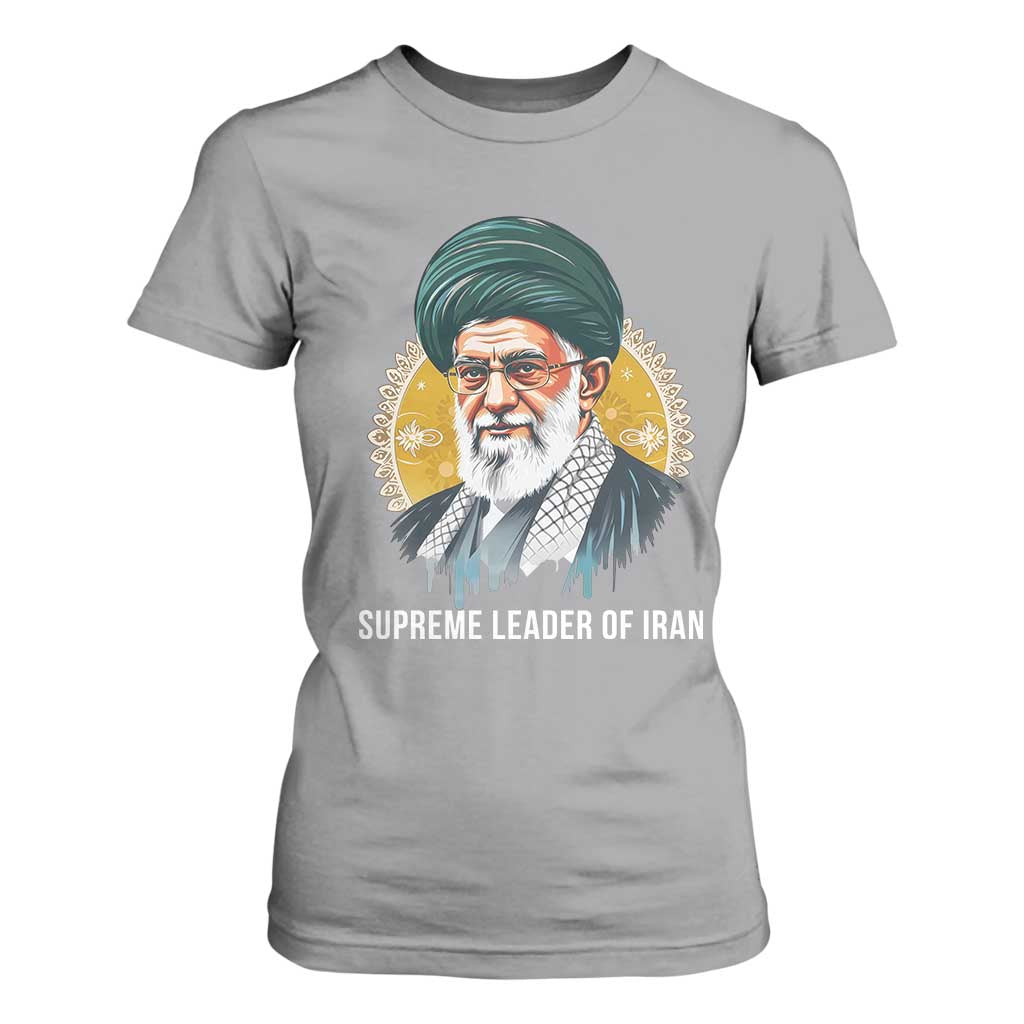 Supreme Leader Of Iran Graphic Portrait T Shirt For Women Iranian Political Figure TS02 Sport Gray Print Your Wear