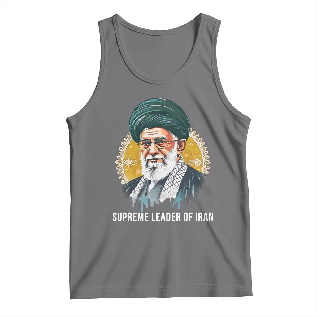 Supreme Leader Of Iran Graphic Portrait Tank Top Iranian Political Figure TS02 Black Heather Print Your Wear