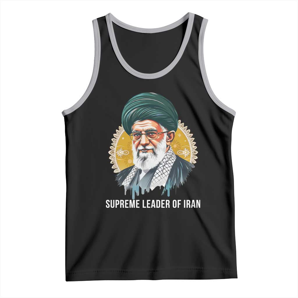 Supreme Leader Of Iran Graphic Portrait Tank Top Iranian Political Figure TS02 Black Athletic Heather Print Your Wear