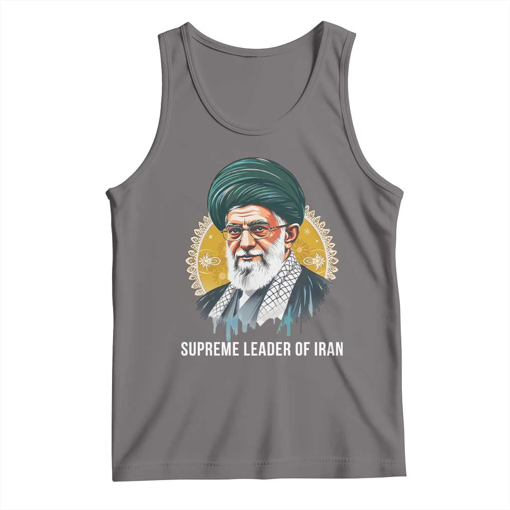 Supreme Leader Of Iran Graphic Portrait Tank Top Iranian Political Figure TS02 Deep Heather Print Your Wear
