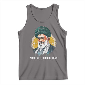 Supreme Leader Of Iran Graphic Portrait Tank Top Iranian Political Figure TS02 Deep Heather Print Your Wear
