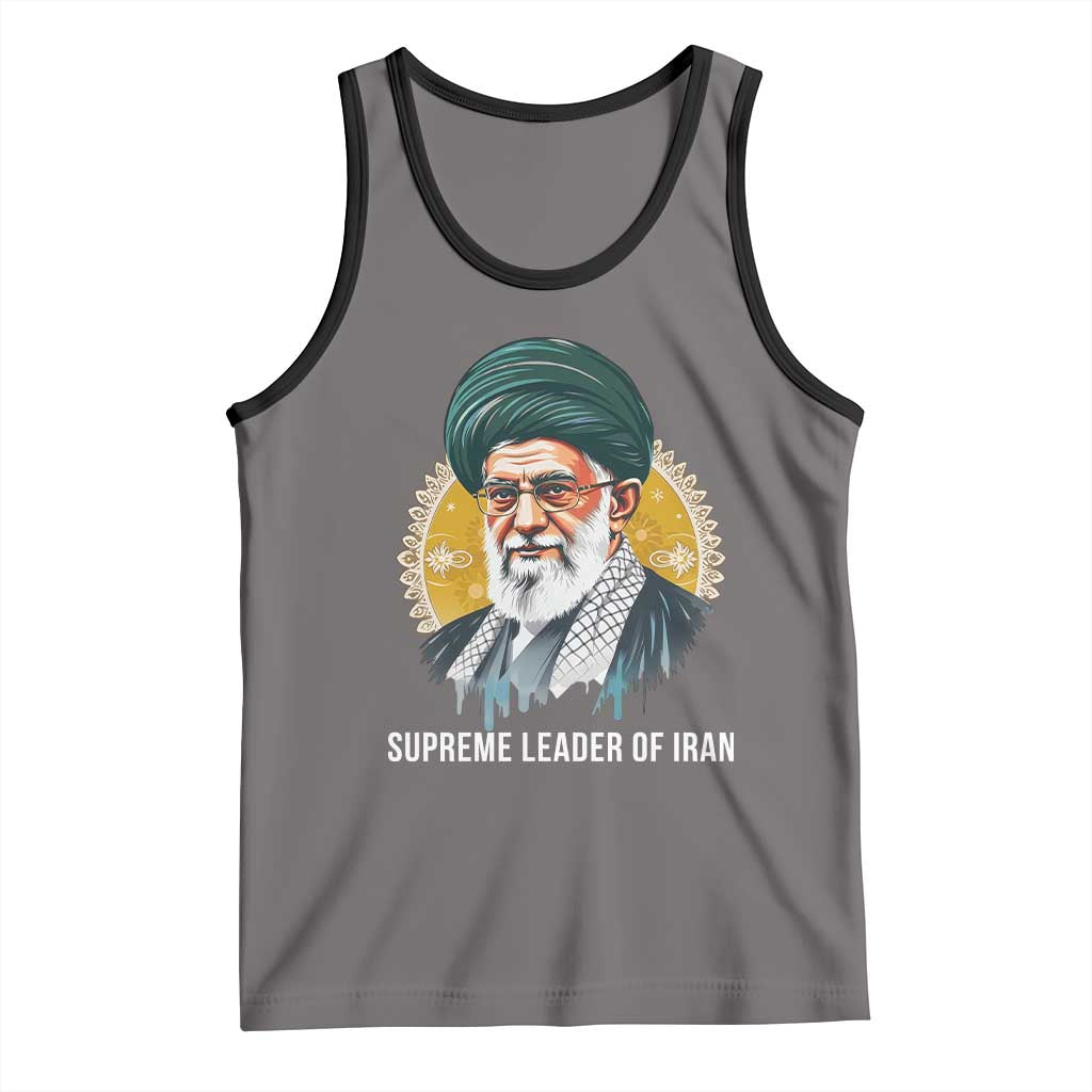 Supreme Leader Of Iran Graphic Portrait Tank Top Iranian Political Figure TS02 Deep Heather Black Print Your Wear