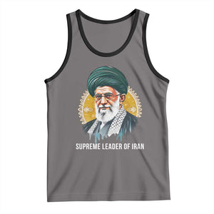 Supreme Leader Of Iran Graphic Portrait Tank Top Iranian Political Figure TS02 Deep Heather Black Print Your Wear