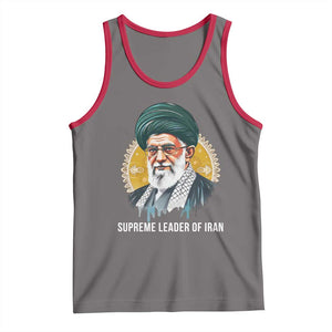 Supreme Leader Of Iran Graphic Portrait Tank Top Iranian Political Figure TS02 Deep Heather Red Print Your Wear