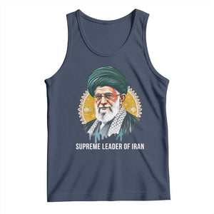 Supreme Leader Of Iran Graphic Portrait Tank Top Iranian Political Figure TS02 Navy Print Your Wear