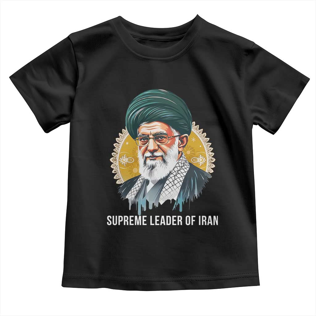 Supreme Leader Of Iran Graphic Portrait Toddler T Shirt Iranian Political Figure TS02 Black Print Your Wear